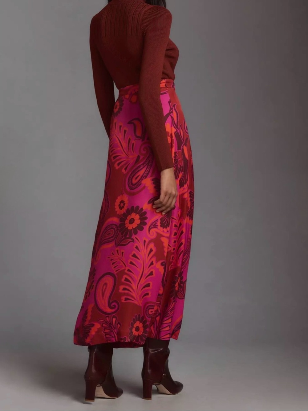 FARM Rio Pink and Red Paisley Floral Midi Skirt - Picture 4 of 5